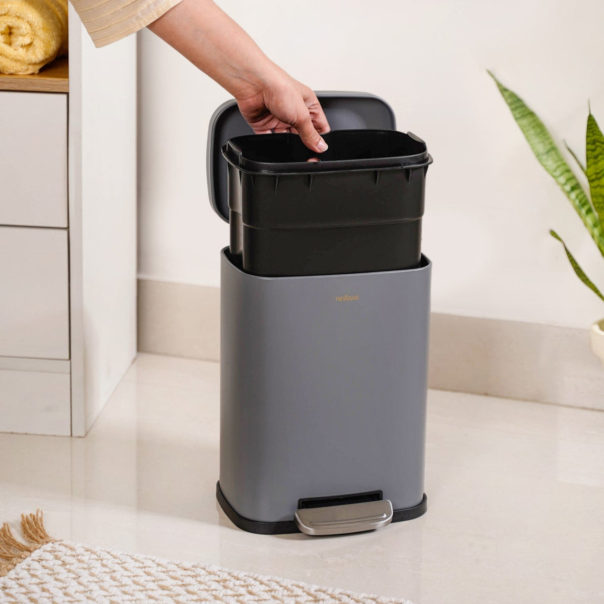 Dustro Metal Pedal Dustbin Grey 5000ml Nestasia