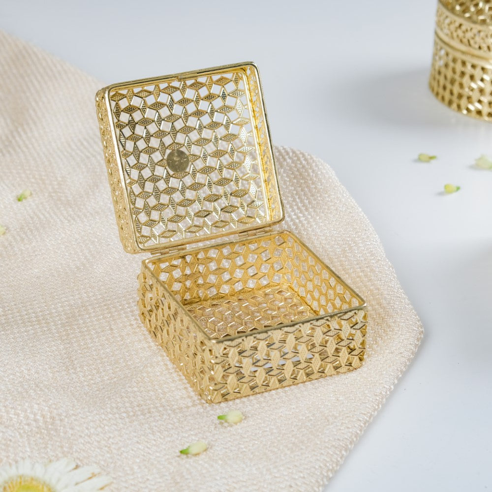 Set of 2 Vintage Jewellery Box Gold Nestasia
