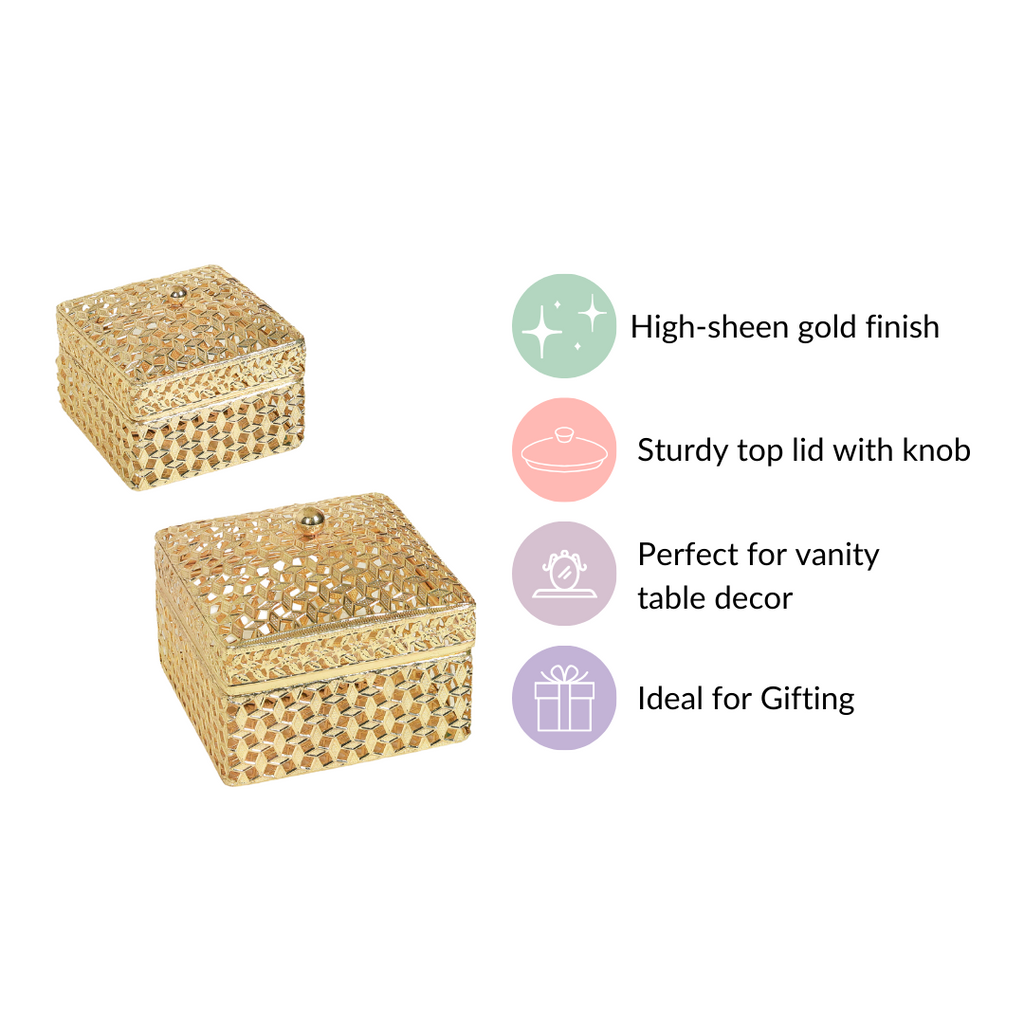 Set of 2 Vintage Jewellery Box Gold Nestasia