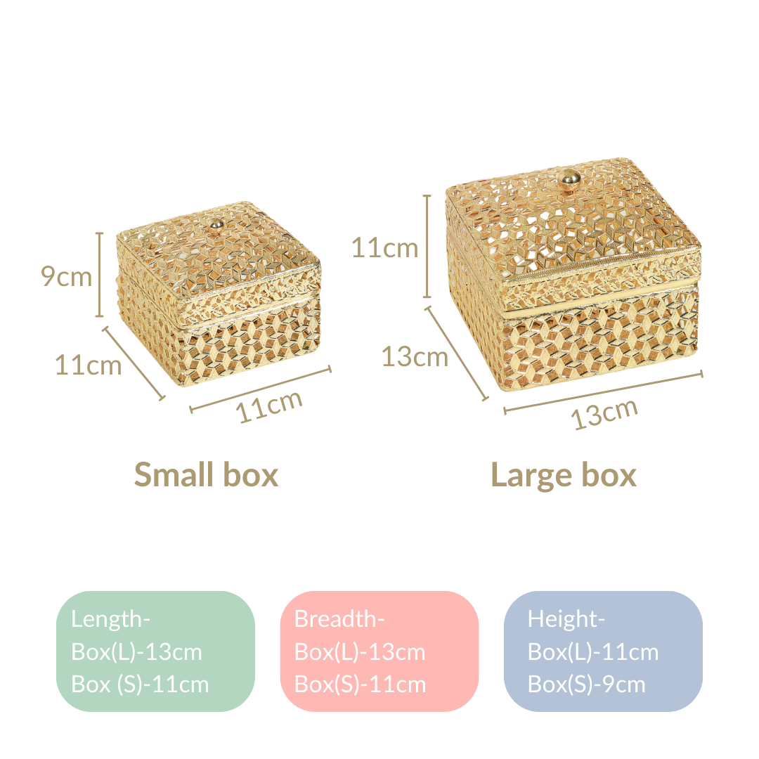 Set of 2 Vintage Jewellery Box Gold Nestasia