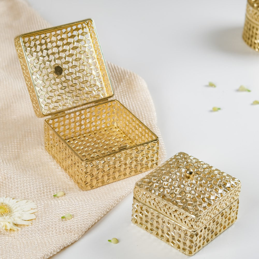 Set of 2 Vintage Jewellery Box Gold Nestasia