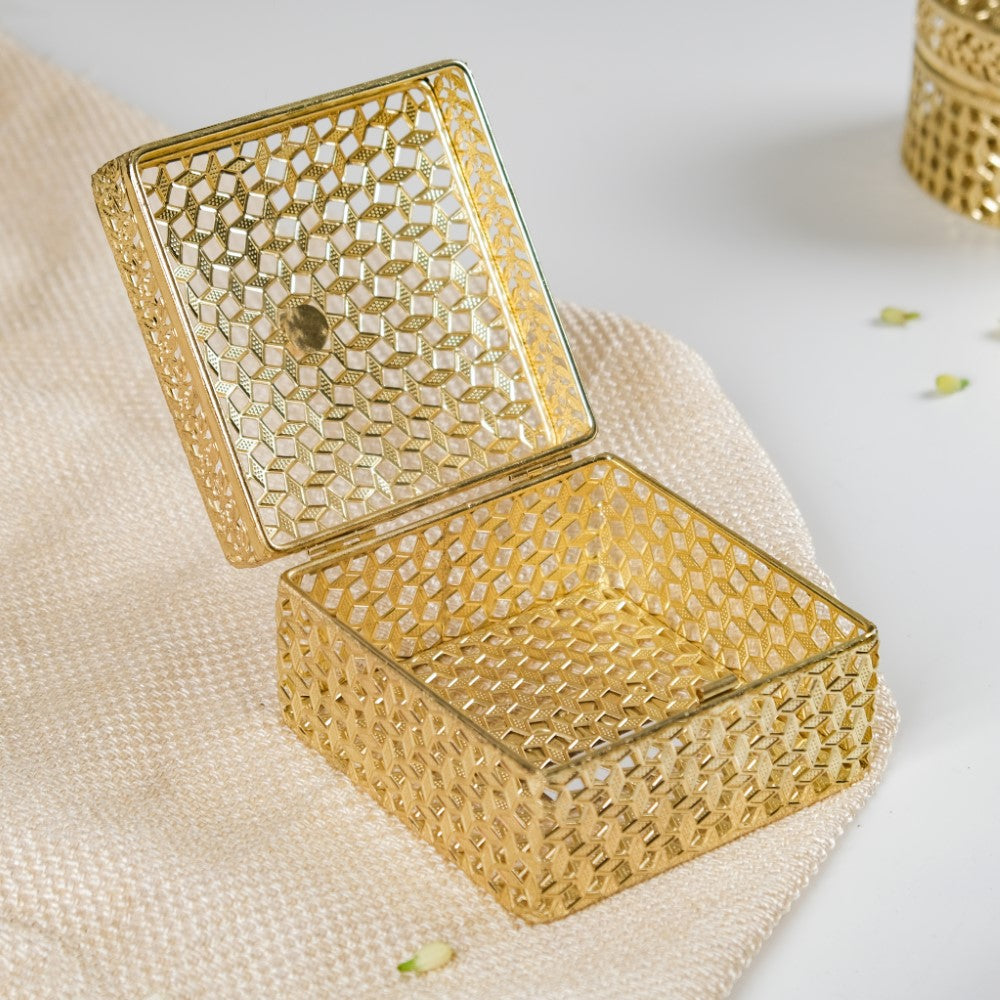 Set of 2 Vintage Jewellery Box Gold Nestasia