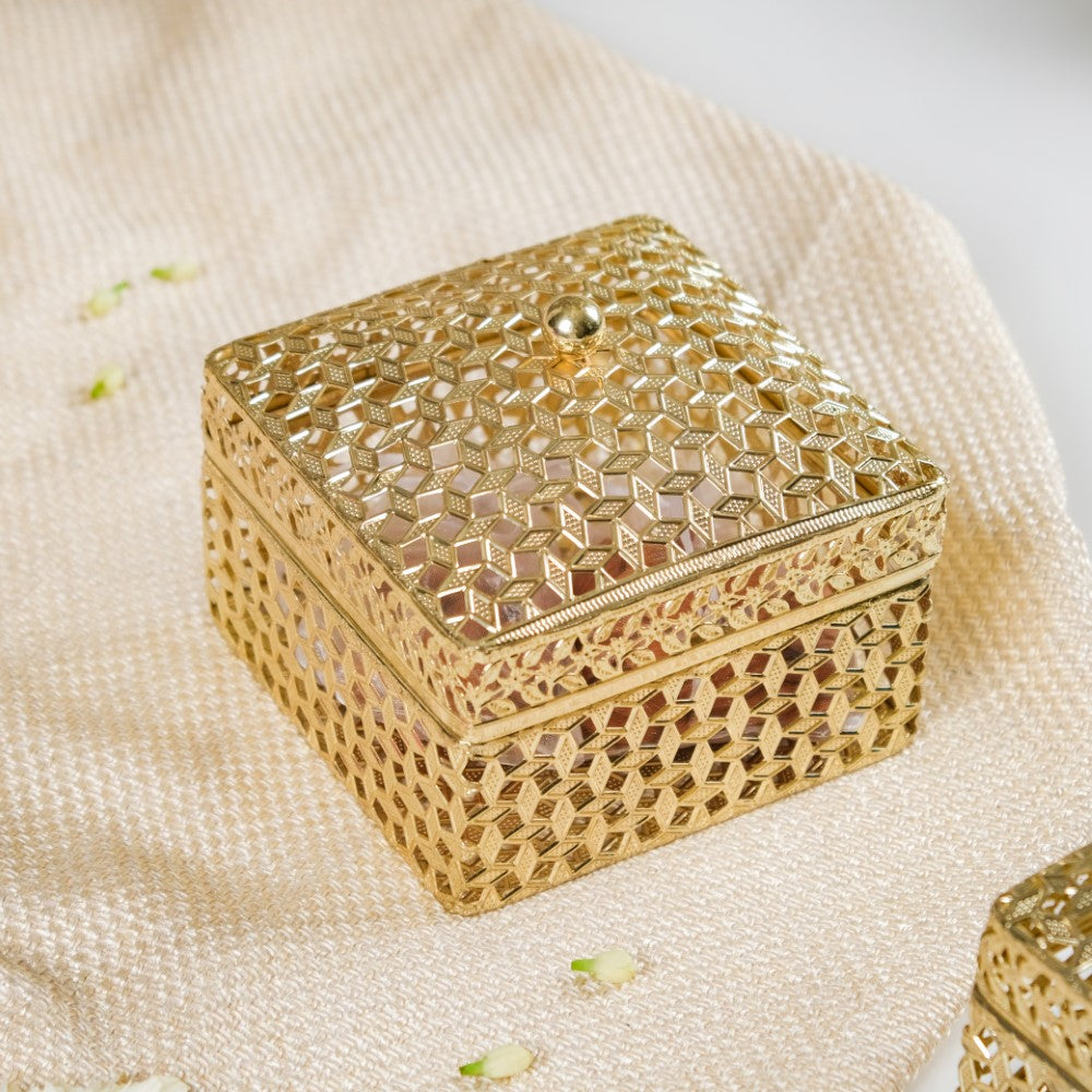 Set of 2 Vintage Jewellery Box Gold Nestasia