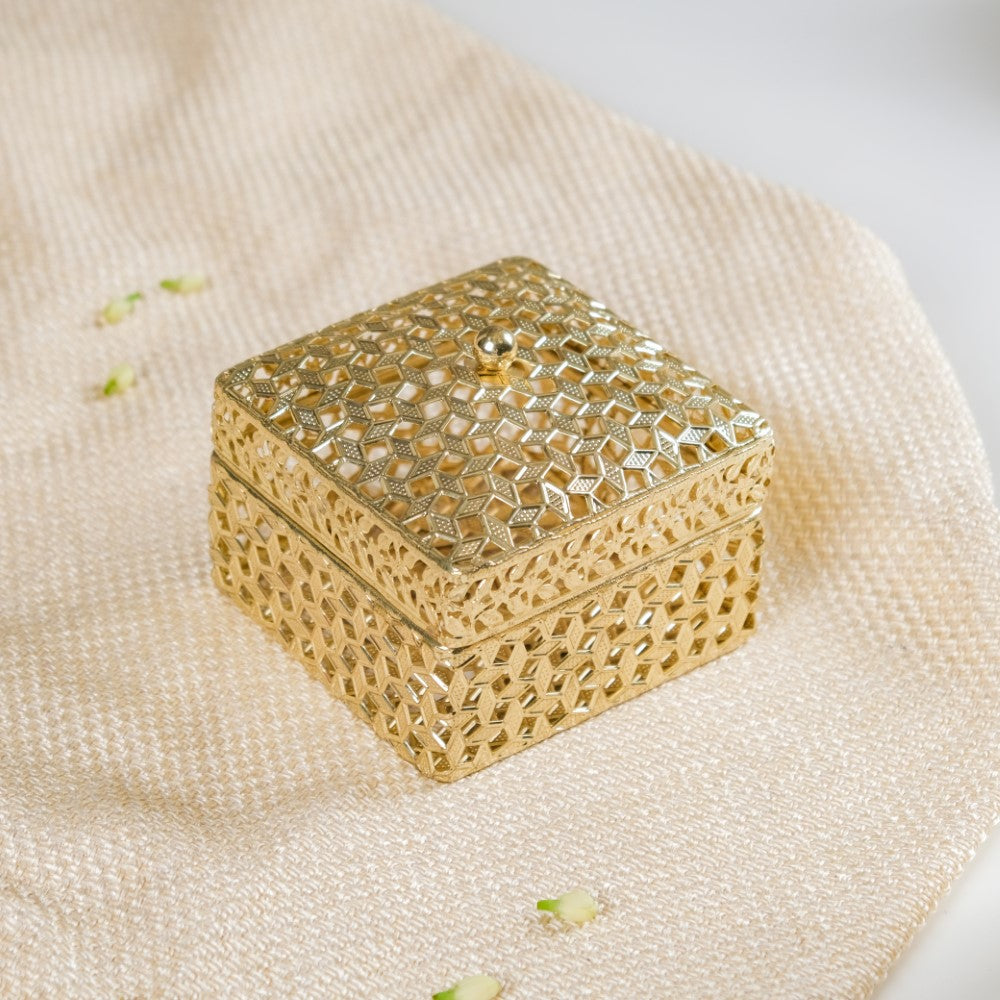 Set of 2 Vintage Jewellery Box Gold Nestasia