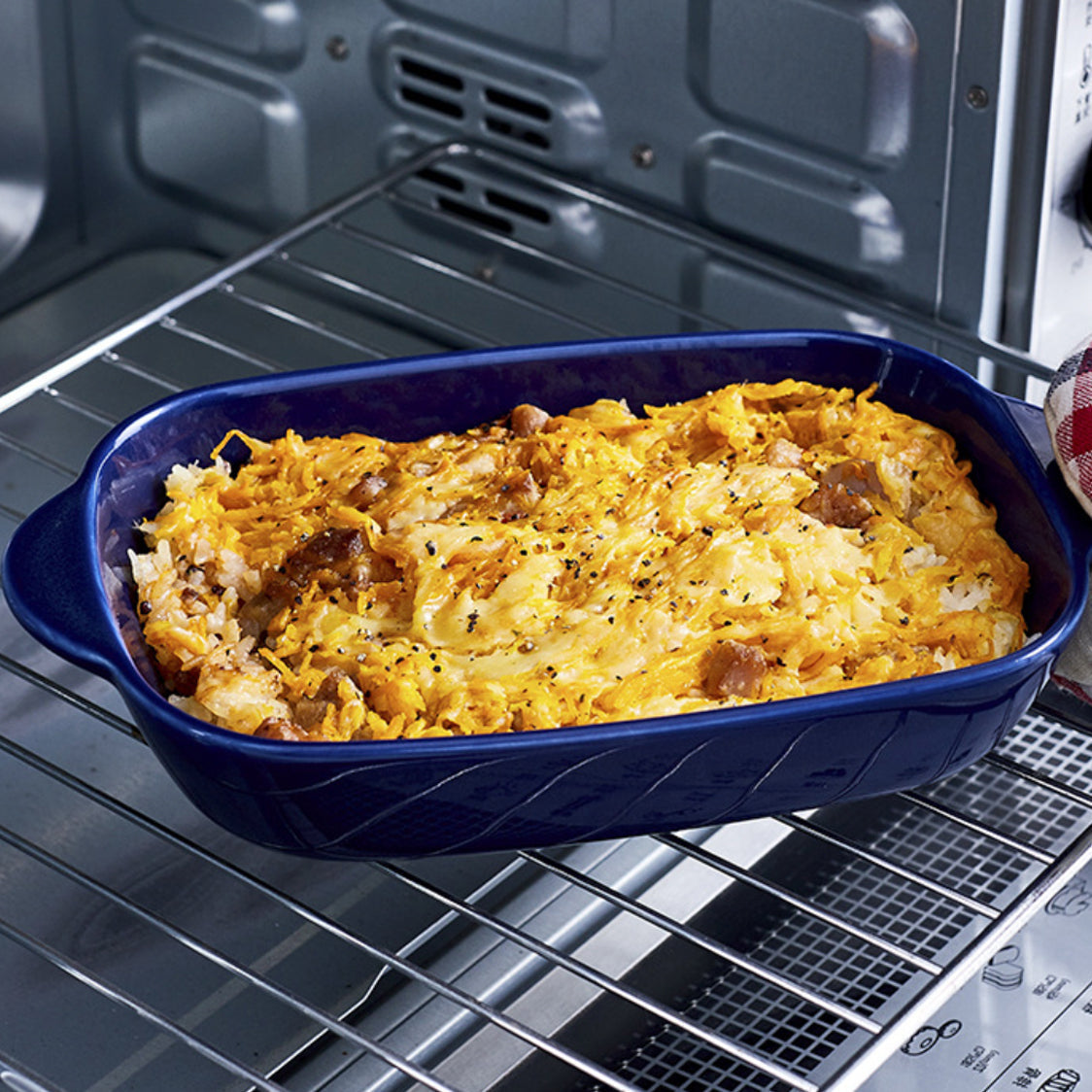 Microwave Oven Baking Dish Dark Blue 8.5 Inch Nestasia