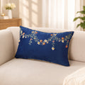 Midnight Bloom Embroidered Cushion Cover 50x30cm Nestasia