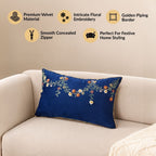 Midnight Bloom Embroidered Cushion Cover 50x30cm Nestasia