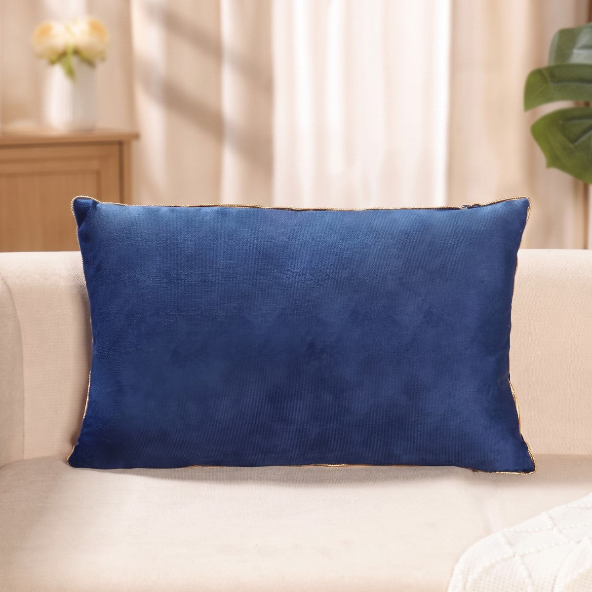 Midnight Bloom Embroidered Cushion Cover 50x30cm Nestasia