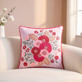 Pink Stripe Cotton Embroidered Cushion Cover 40x40cm Nestasia