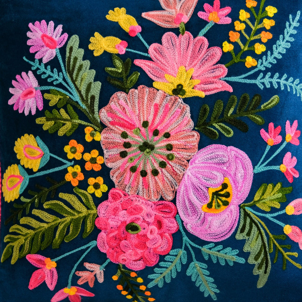 Midnight Bouquet Velvet Cushion Cover 40x40cm Nestasia