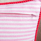 Pink Stripe Cotton Embroidered Cushion Cover 40x40cm Nestasia