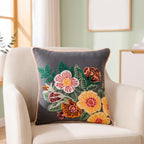 Midnight Garden Embroidered Cotton Cushion Cover 40x40cm Nestasia