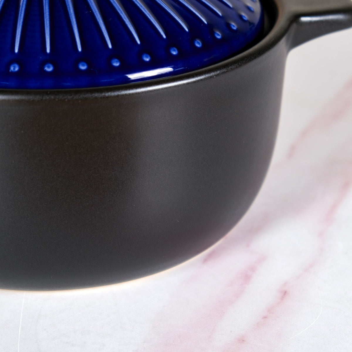 Lumea Ribbed Ceramic Cooking Pot Blue 3500ml Nestasia