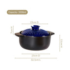 Lumea Ribbed Ceramic Cooking Pot Blue 3500ml Nestasia