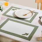 Midori Complete Table Linen Set With Mats Napkins Runners And Table Cloth In Sage Green Nestasia