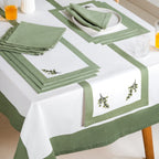 Midori Complete Table Linen Set With Mats Napkins Runners And Table Cloth In Sage Green Nestasia