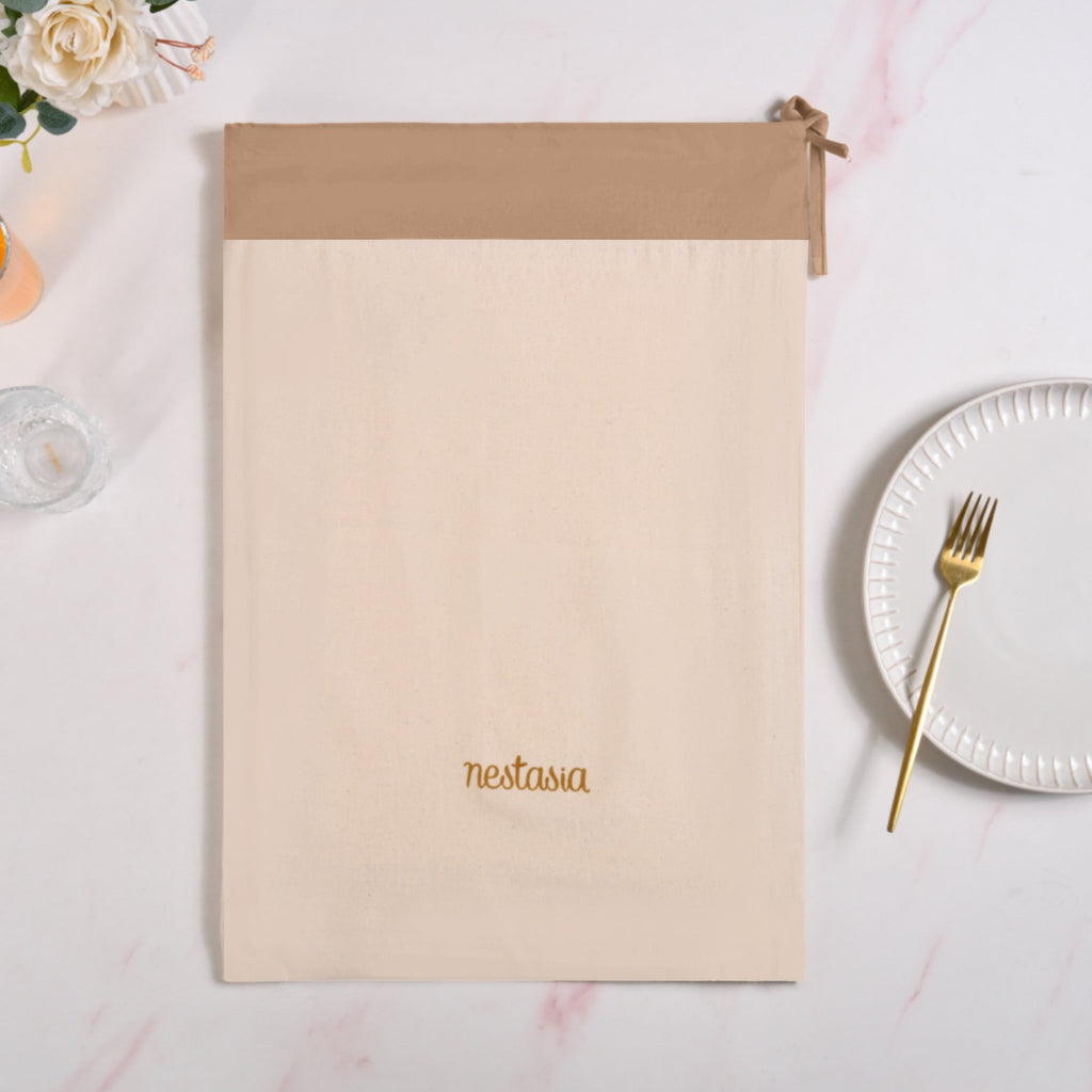 Midori Embroidered Placemats And Napkins Table Set Of 12 In Brown Nestasia