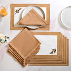 Midori Embroidered Placemats And Napkins Table Set Of 12 In Brown Nestasia