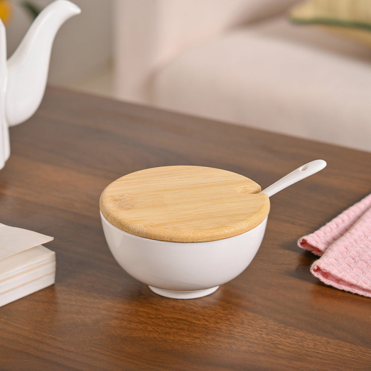Milk Pot And Sugar Bowl With Stand And Spoon Nestasia