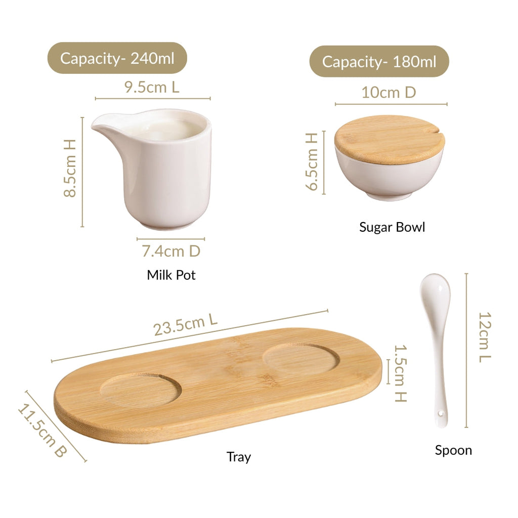 Milk Pot And Sugar Bowl With Stand And Spoon Nestasia