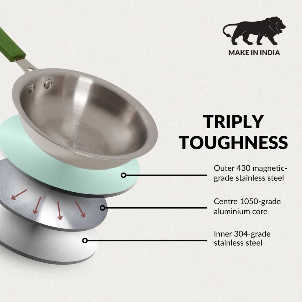 Pico Triply Stainless Steel Induction Safe Mini Fry Pan 600ml Nestasia