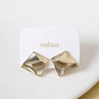 Minimalist Abstract Trapezoid Gold Studs Nestasia