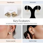 Minimalist Abstract Trapezoid Gold Studs Nestasia