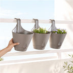 Minimalist Alpina Hanging Self Watering Balcony Planter Rock Brown Set Of 3 Nestasia