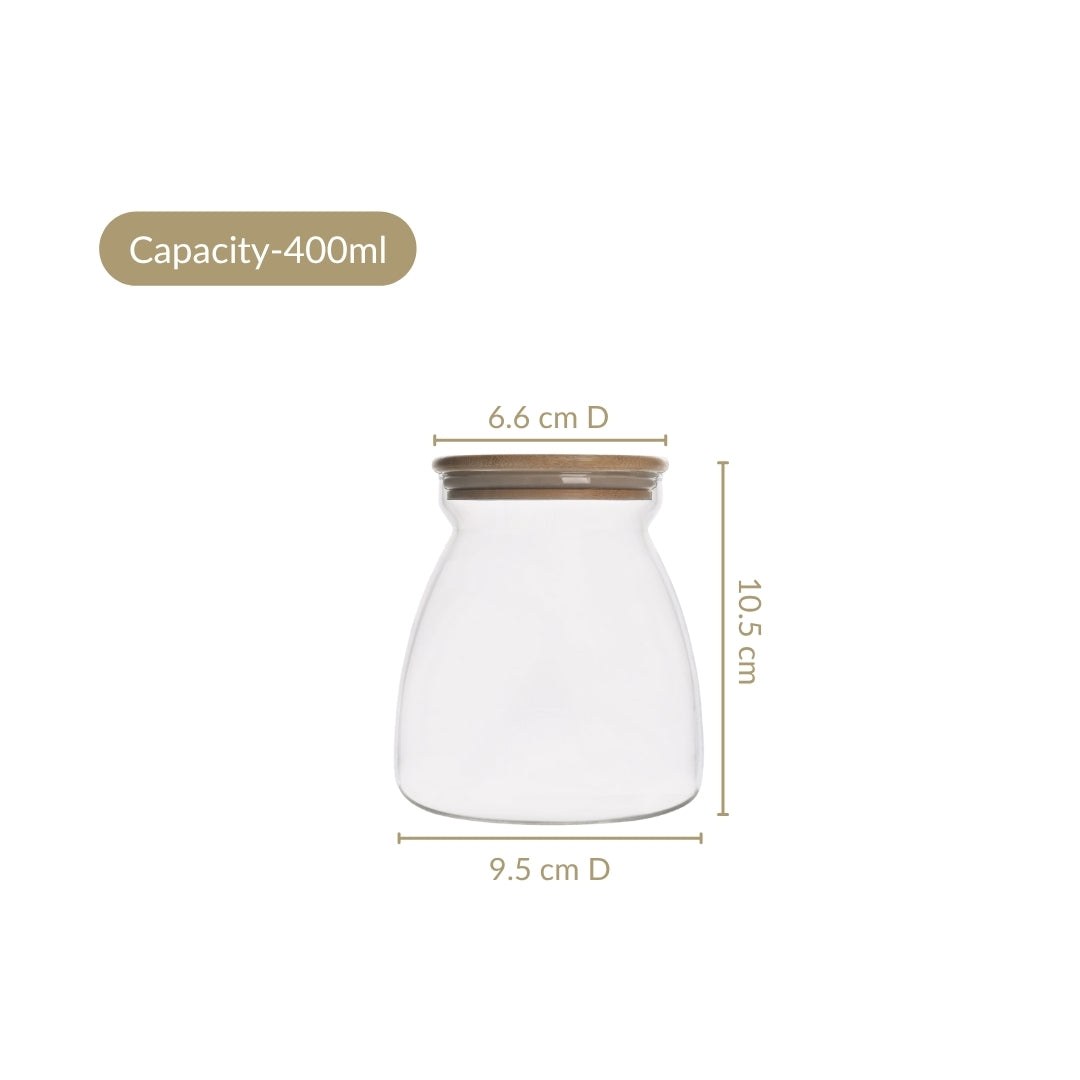 Minimalist Glass Jar With Bamboo Lid Set Of 2 400ml Nestasia