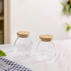 Minimalist Glass Jar With Bamboo Lid Set Of 2 400ml Nestasia