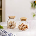 Minimalist Glass Jar With Bamboo Lid Set Of 2 400ml Nestasia