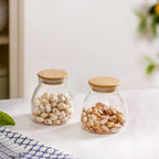 Minimalist Glass Jar With Bamboo Lid Set Of 2 400ml Nestasia