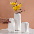 Minimalist Matte White Flower Vase Set Of 3 Nestasia