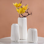 Minimalist Matte White Flower Vase Set Of 3 Nestasia