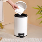 Clean Curve White Metal Dustbin With Removable Bucket 7000ml Nestasia