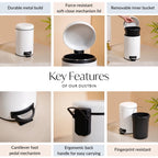 Clean Curve White Metal Dustbin With Removable Bucket 7000ml Nestasia