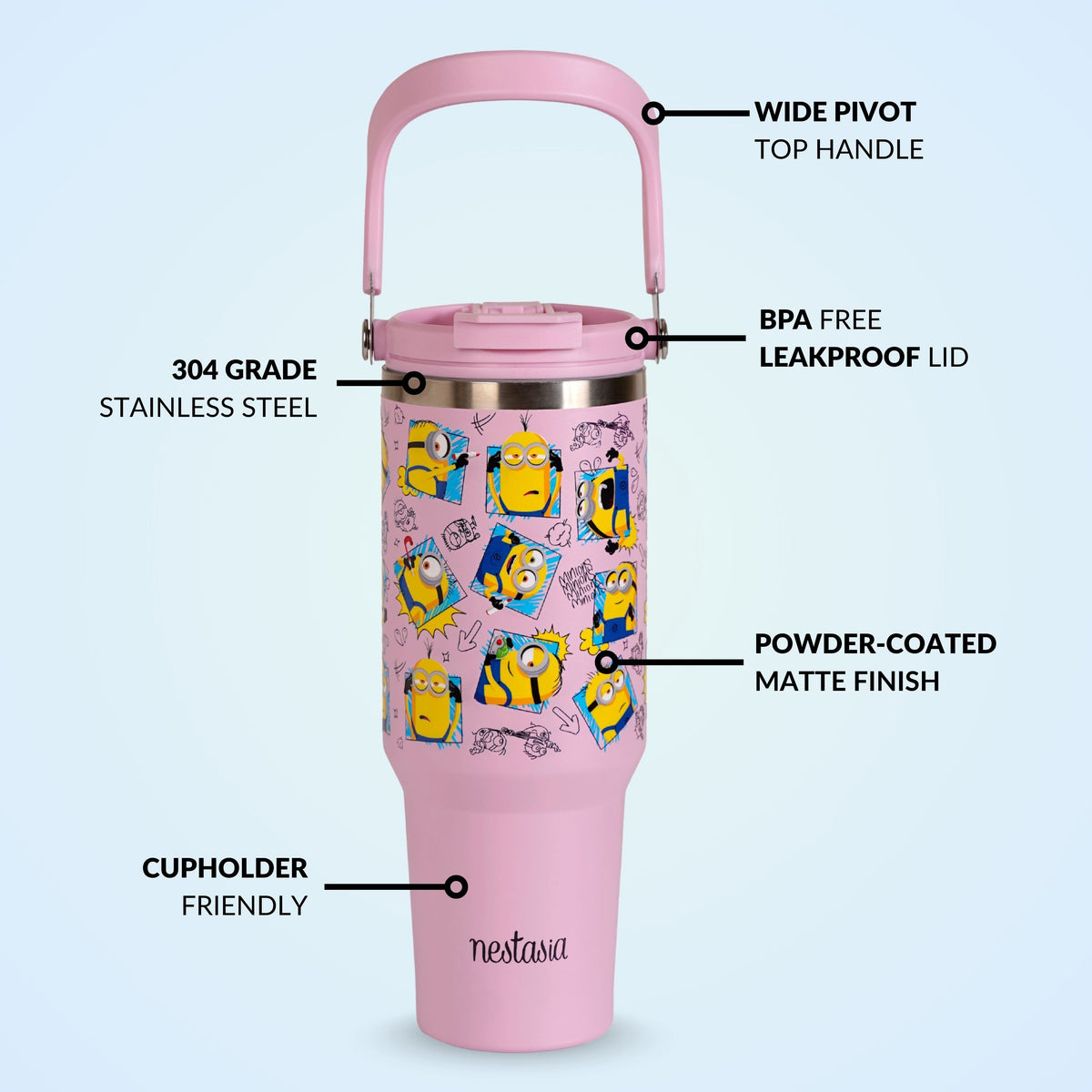 Minions Doodle Moods PickSip 40 Bottle 1200ml Pink Nestasia