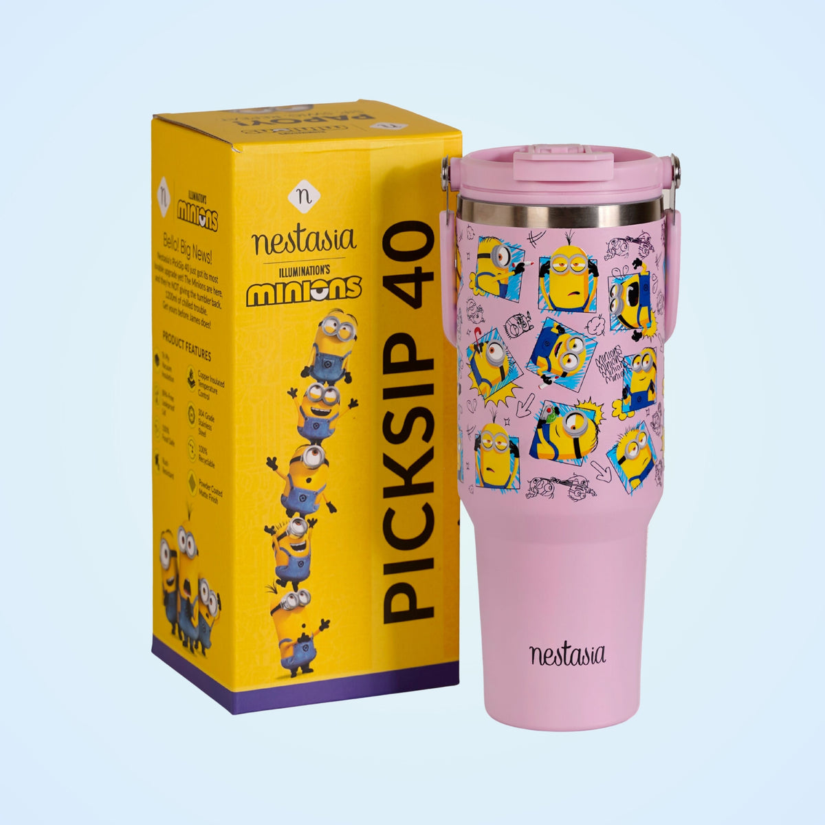 Minions Doodle Moods PickSip 40 Bottle 1200ml Pink Nestasia