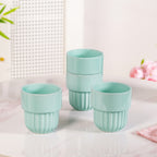 Snugsy Mint Blue Stackable Ceramic Cup Set Of 4 280ml Nestasia