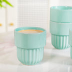 Snugsy Mint Blue Stackable Ceramic Cup Set Of 4 280ml Nestasia