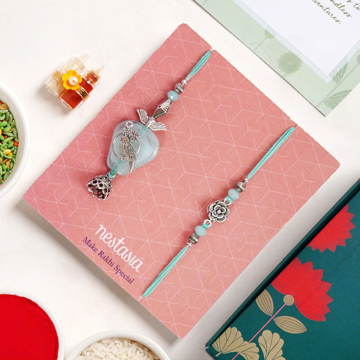 Mint Songbird Rakhi Lumba Gift Set Nestasia