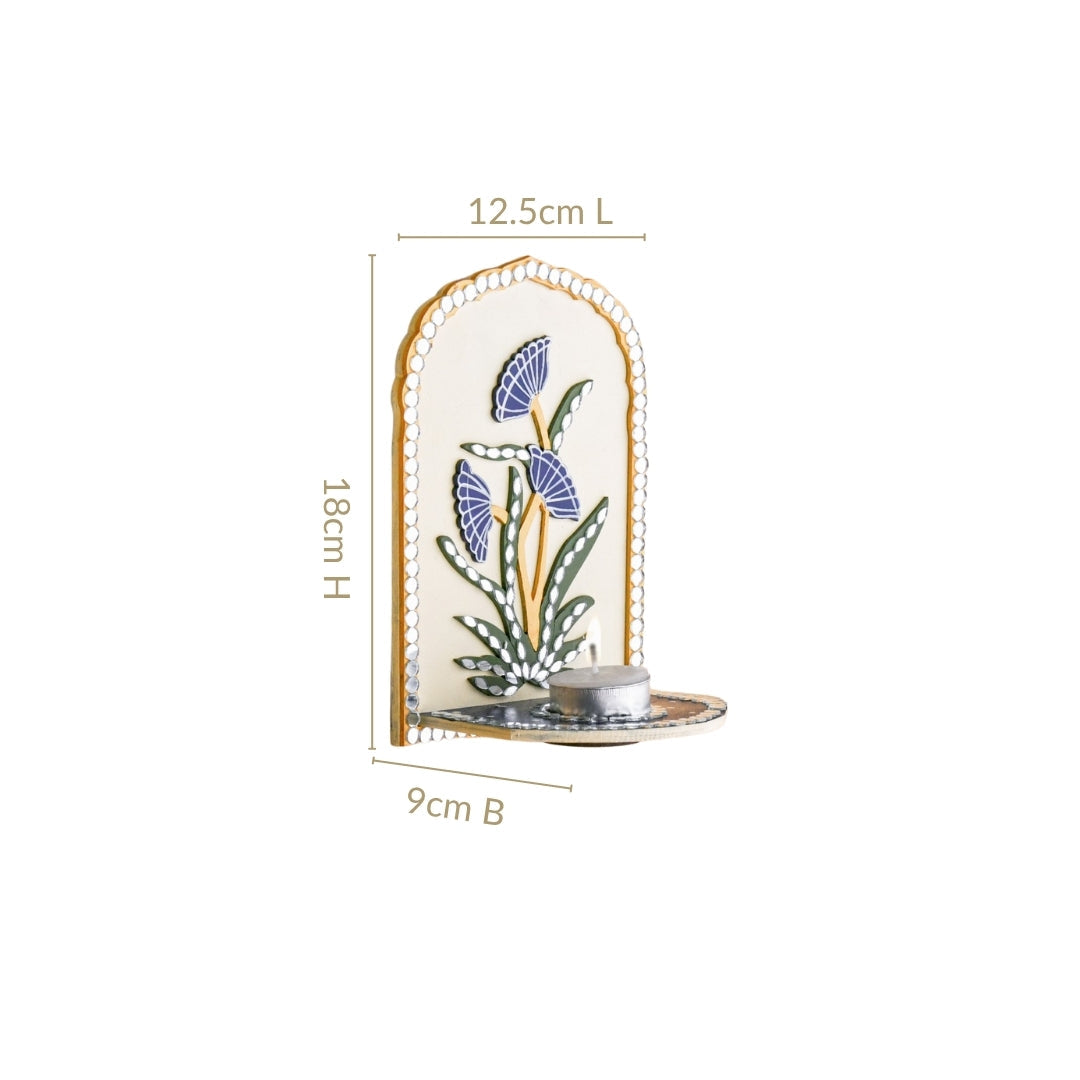 Mirrorwork Lippan Wall Tealight Holder Set Of 2 Royal Blue Nestasia