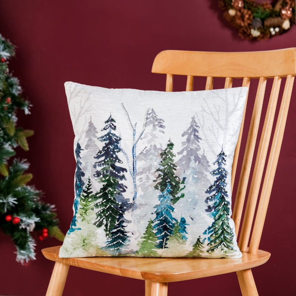 Misty Pine Forest Couch Cushion Cover 40x40cm Nestasia