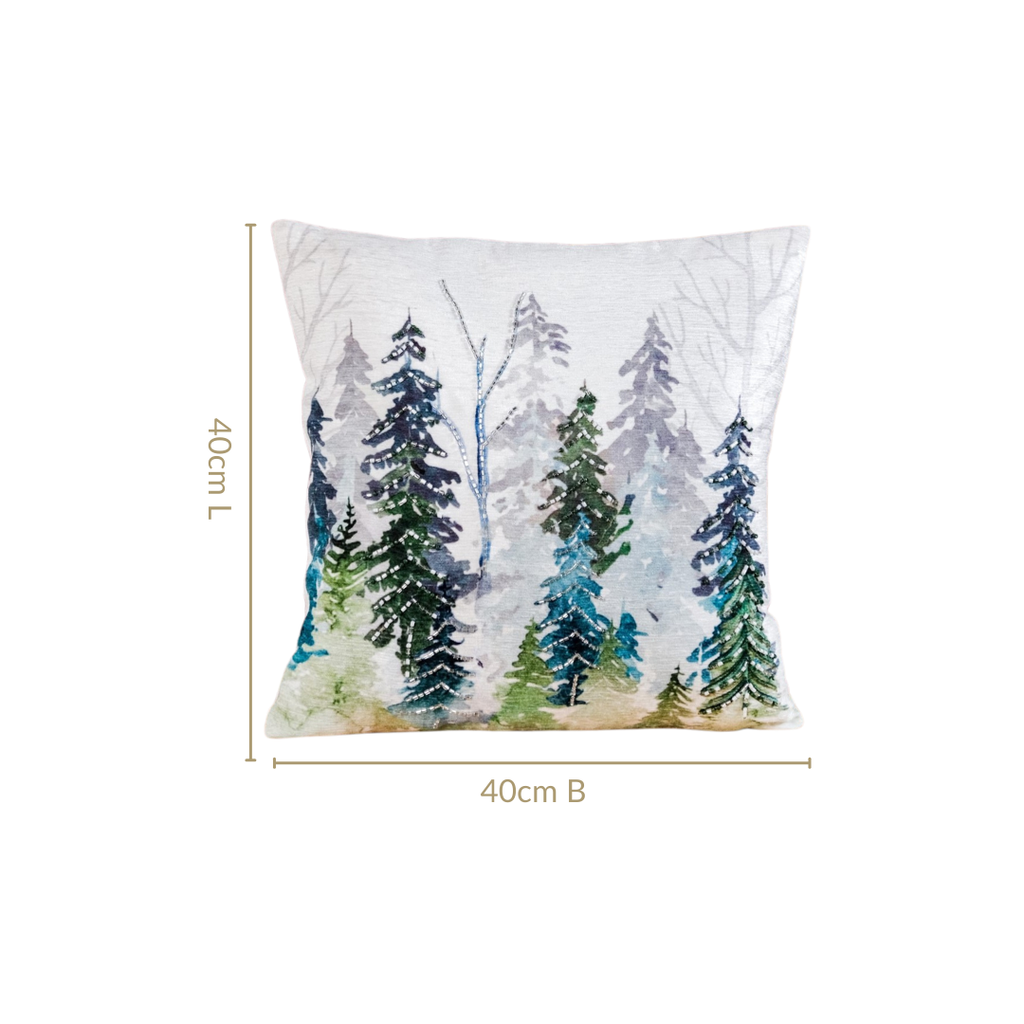 Misty Pine Forest Couch Cushion Cover 40x40cm Nestasia