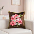 Mocha Blossom Embroidered Velvet Cushion Cover 40x40cm Nestasia
