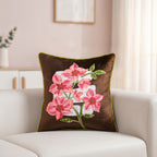 Mocha Blossom Embroidered Velvet Cushion Cover 40x40cm Nestasia