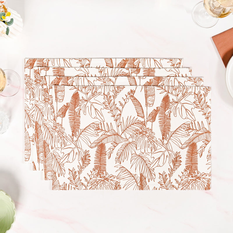 Mocha Fern Cotton Tablemat Set Of 4 Nestasia
