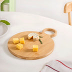 Mod Round Bamboo Serving Platter With Handle 12 Inch Nestasia