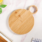 Mod Round Bamboo Serving Platter With Handle 12 Inch Nestasia