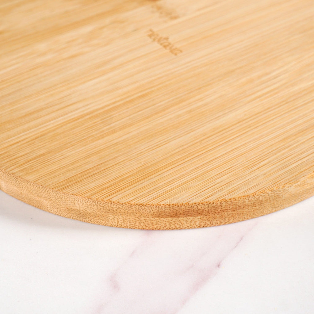 Mod Round Bamboo Serving Platter With Handle 12 Inch Nestasia